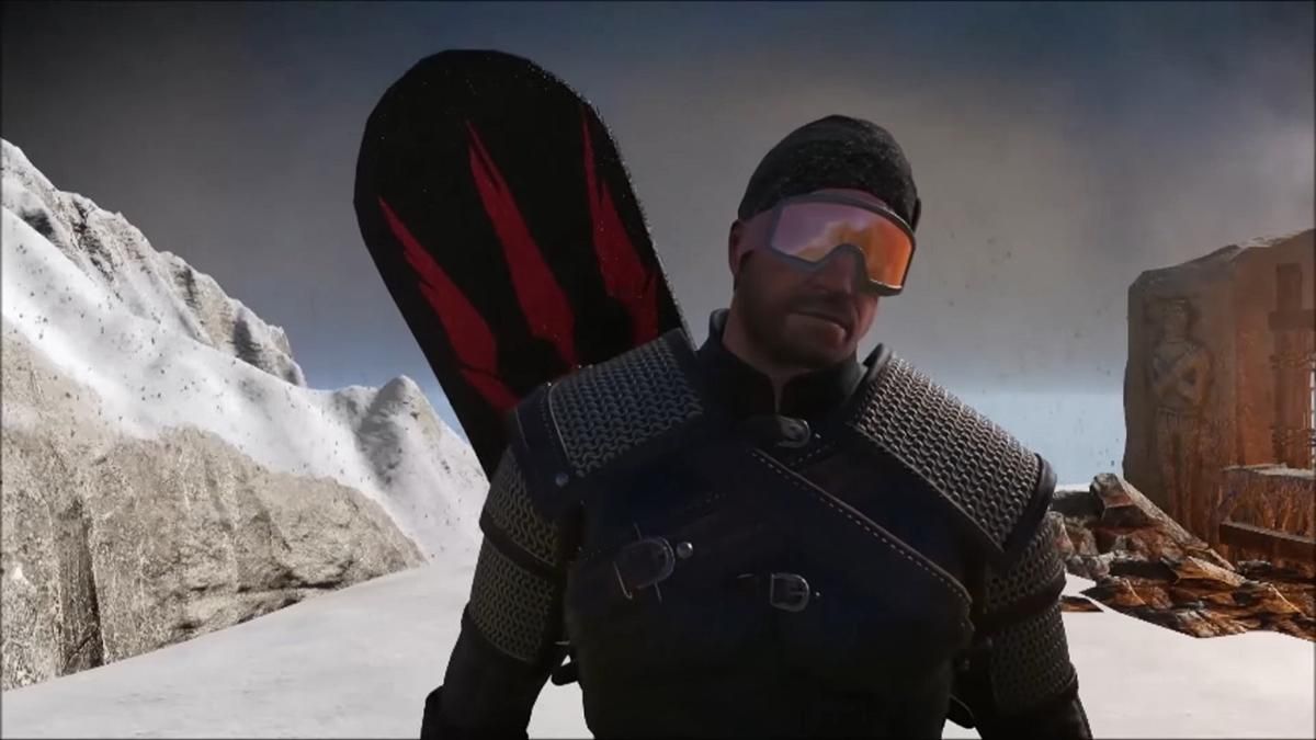 Моды для The Witcher 3: сноуборд для Геральта и катана с Cyberpunk Моды для The Witcher 3: сноуборд для Геральта и катана с Cyberpunk