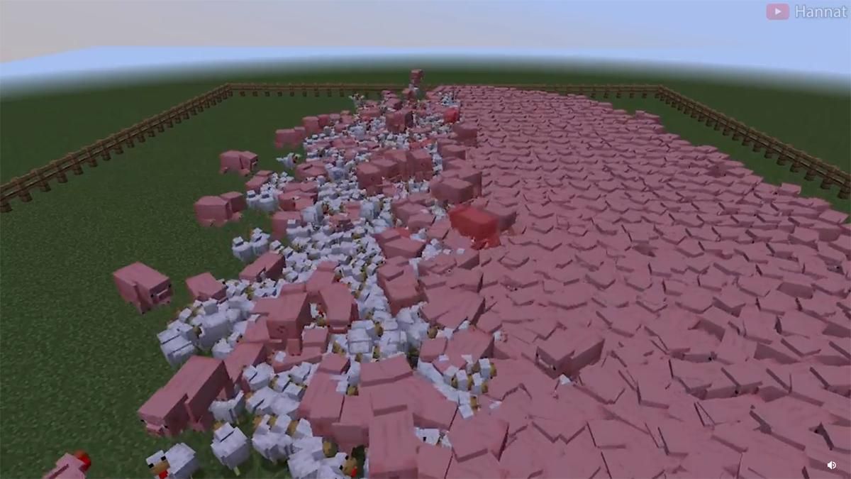 В Minecraft устроили масштабную битву с участием кур и свиней