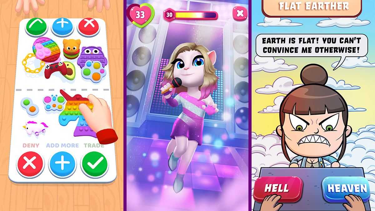 Популярные мобильные игры: My Talking Angela й Fidget Toys Trading