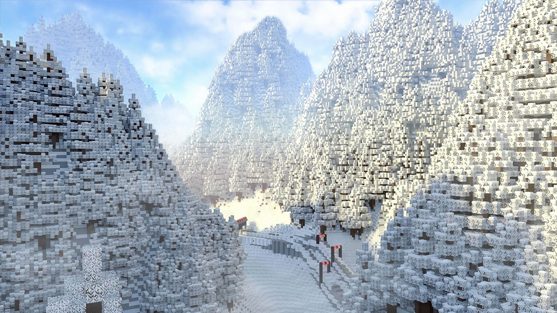 Неймовірний зимовий пейзаж у Minecraft: геймер збудував власні Альпи