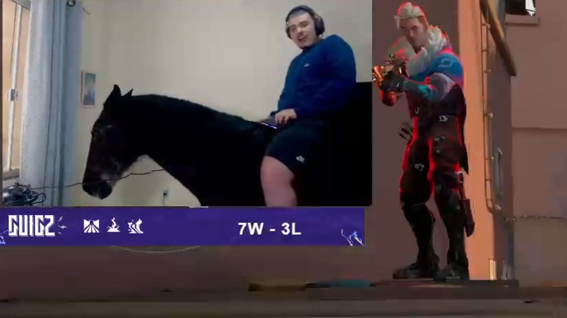 Стример верхи на коні зіграв у Valorant на ранзі Immortal Стример верхи на коні зіграв у Valorant на ранзі Immortal